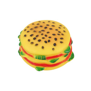 Juguete perro hamburgues vinilo 9x5 cm