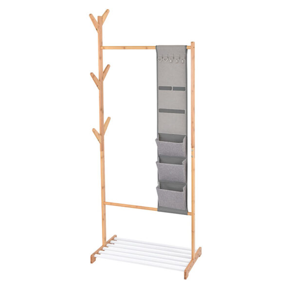 Colgador bambú con repisa. 65x38x167 cm.