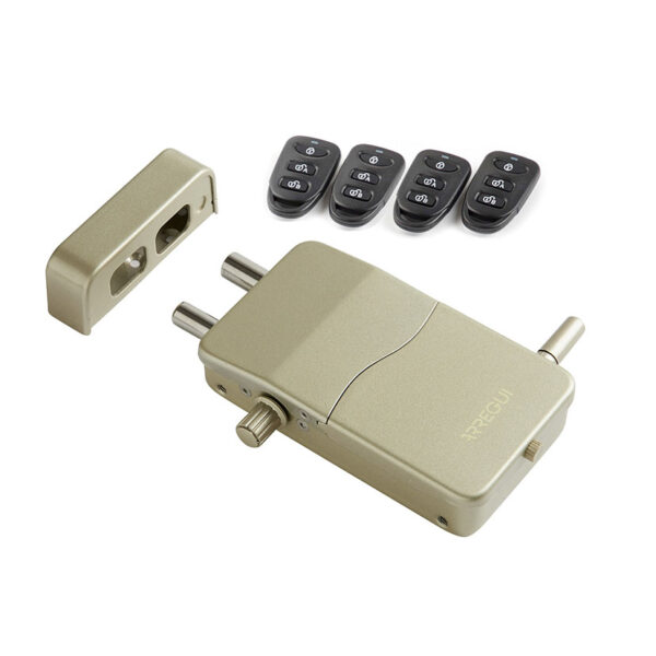 Cerradura invisible con alarma. Dorada