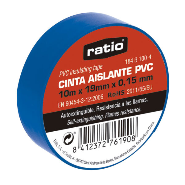 Cinta aislante 19mmx10m azul 0,15mm