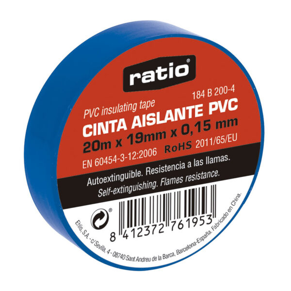 Cinta aislante 19mmx20m azul 0,15mm