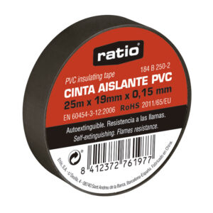 Cinta aislante 19mmx25m negra 0,15mm