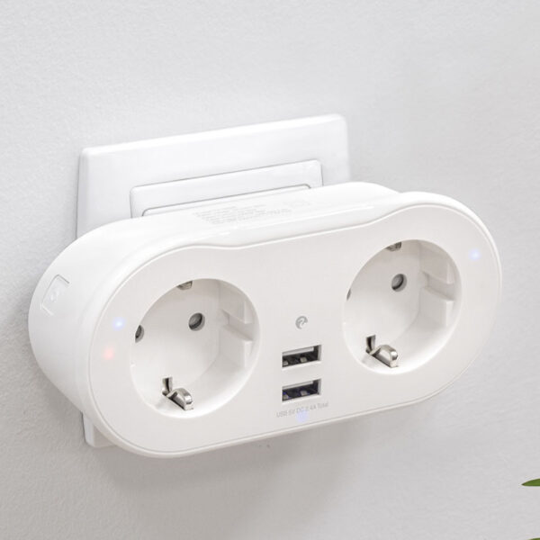 Enchufe 2 tomas + 2 USB smart modelo GARZA