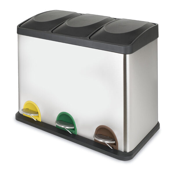 Cubo pedal ecológico triple cromado