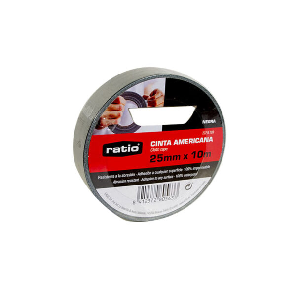 Cinta america 25 mm 10 mt negra Ratio