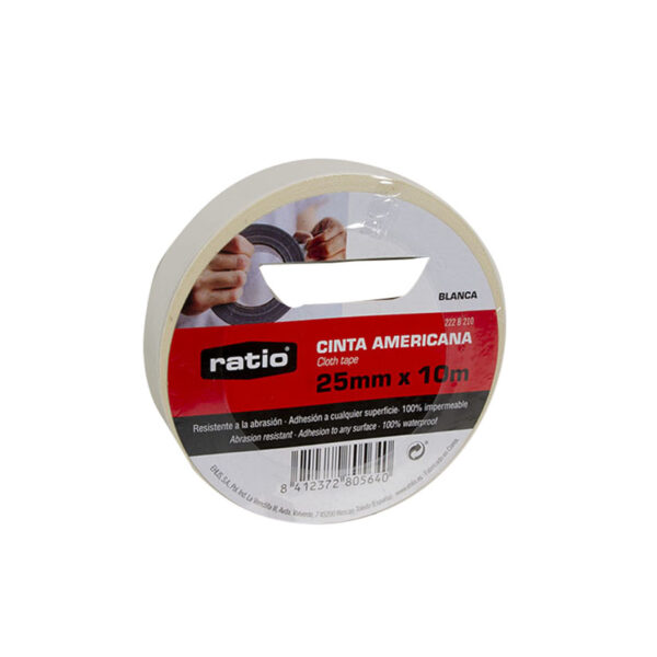 Cinta america 25 mm 10 mt blanca Ratio