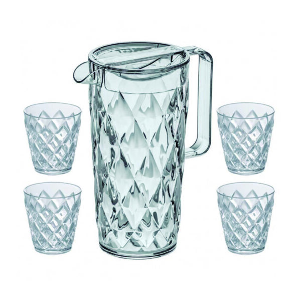 Jarra Crystal+4 vasos. Plást. Superglass 100% reciclado libre BPA