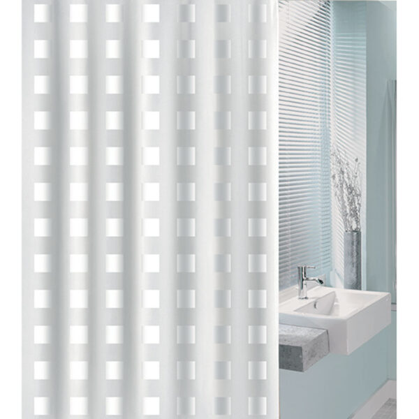 Cortina baño PVC 180x200 cm. cuadro blanco