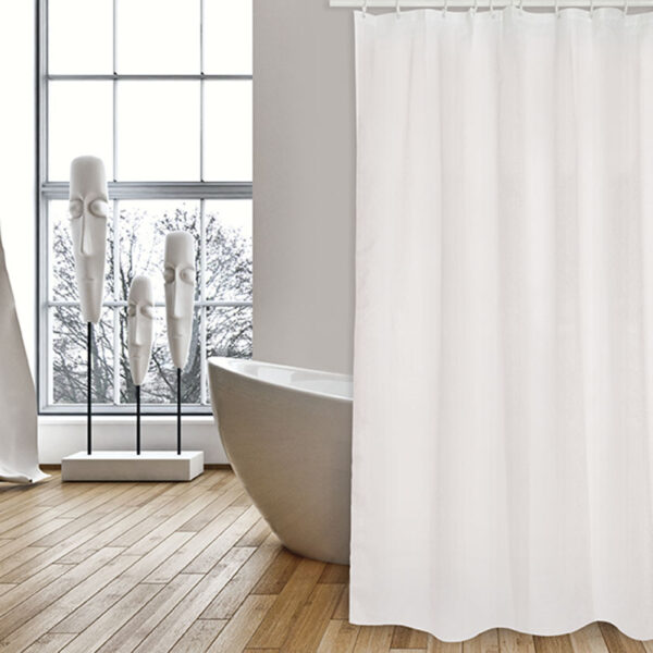 Cortina baño poliéster 180x200 cm. blanco