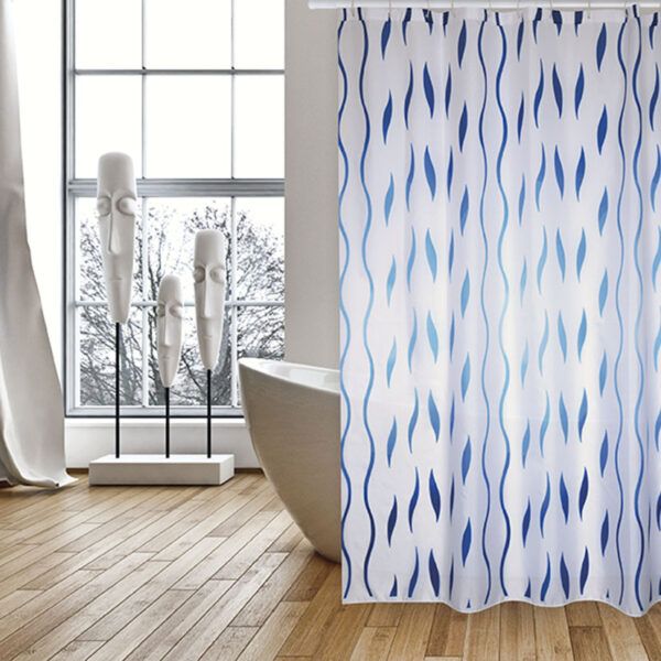 Cortina baño poliéster 180x200 cm. Sventies azul