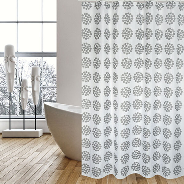 Cortina baño poliéster 180x200 cm. Begonia gris