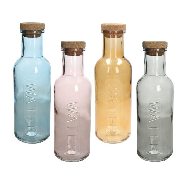 Botella vidrio 1 litro Pop tapón corcho. Colores surtidos