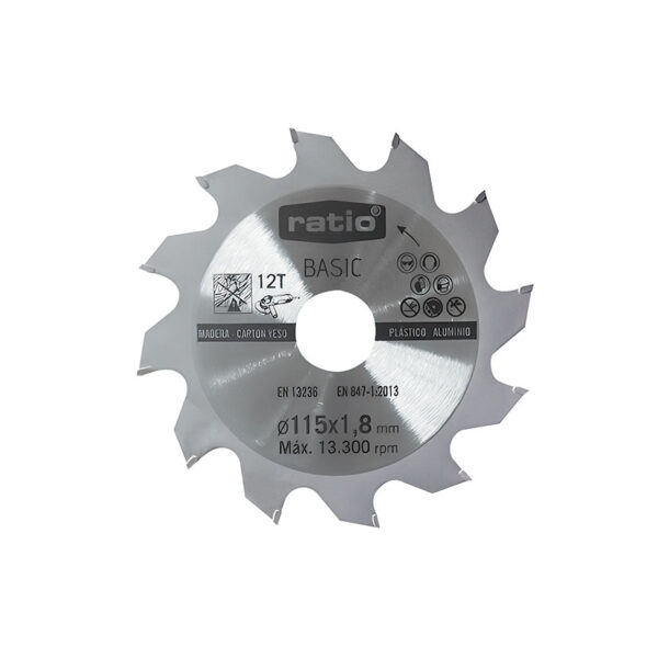 Discor corte para madera Ø 115x1.8x22.23 mm. Ratio Basic