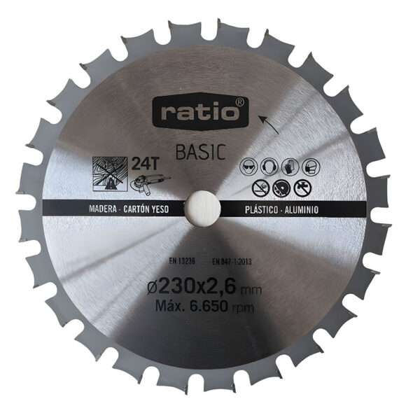 Discor corte para madera Ø 230x2.6x22.23 mm. RATIO Basic