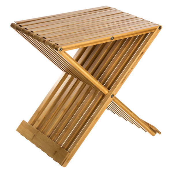 Taburete plegable. 40X32X45 cm. Bambú.