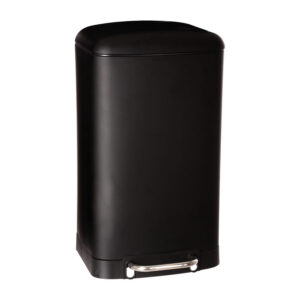 Cubo de basura con pedal de metal. Negro. 30 litros. Ariane.