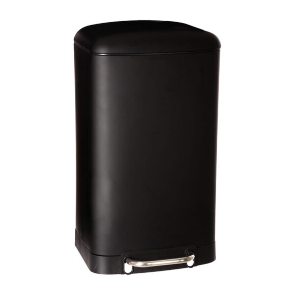 Cubo de basura con pedal de metal. Negro. 30 litros. Ariane.
