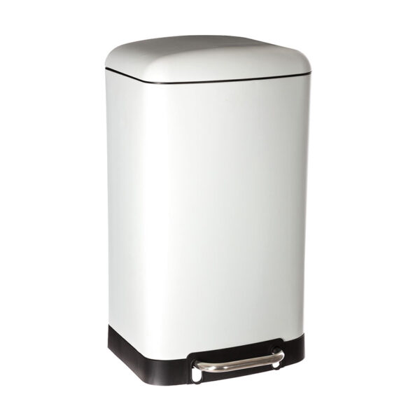 Cubo de basura con pedal de metal. Blanco. 30 litros. Ariane.