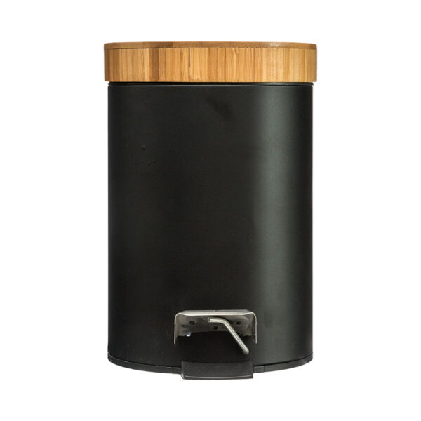 Cubo pedal 3 litros Serie Natureo. Negro / bambú