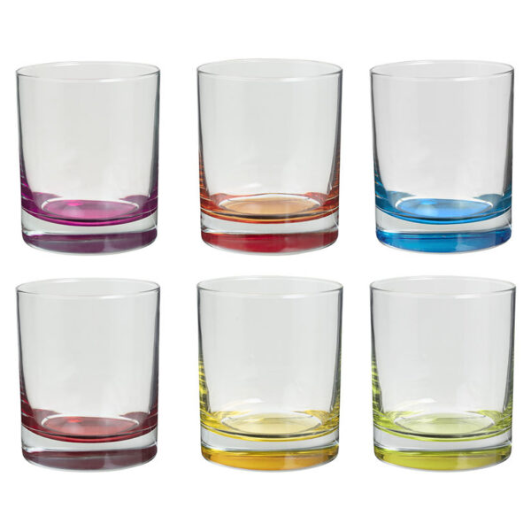 Vasos agua fondo color 30,5 cl. Juego 6 unidades