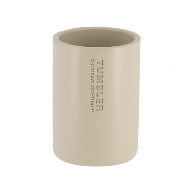 Vaso para cepillo dientes. Poliresina. Beige.