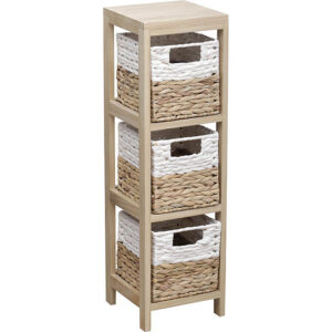 Mueble auxiliar 3 cestas blanco/natural 22x22 cm.