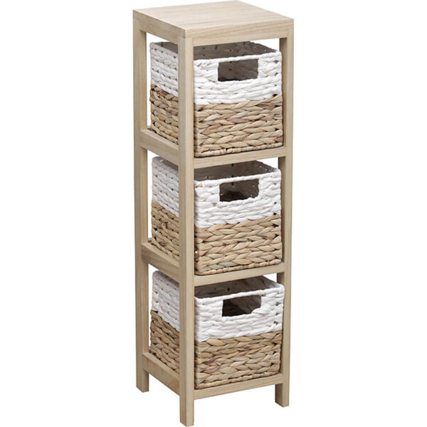 Mueble auxiliar 3 cestas blanco/natural 22x22 cm.