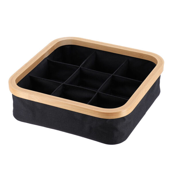 Cesta plegable bambú/negro compartimentos