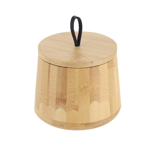 Serie baño bambú. Caja algodón redonda.