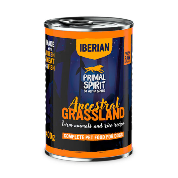 Comida humeda para perros ALPHA SPIRIT Ancestral Grassland 400gr. Cerdo 60%.