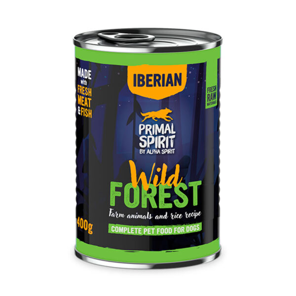 Comida humeda para perros ALPHA SPIRIT Wild Forest 400gr. Pavo y cerdo 60%.