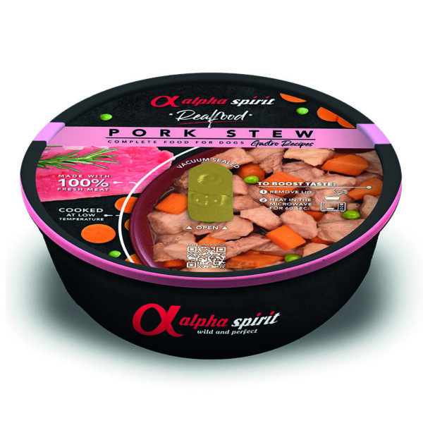 Comida real perros ALPHA SPIRIT As a real food estofado cerdo 280gr. Cerdo 97%.
