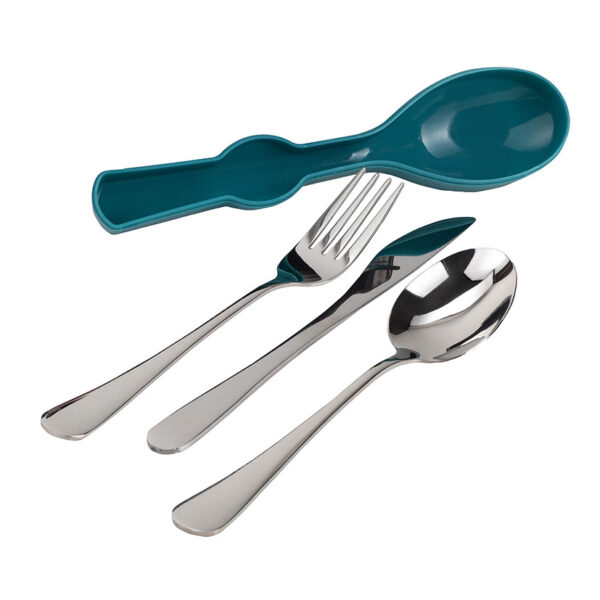 Set cubiertos metal con estuche