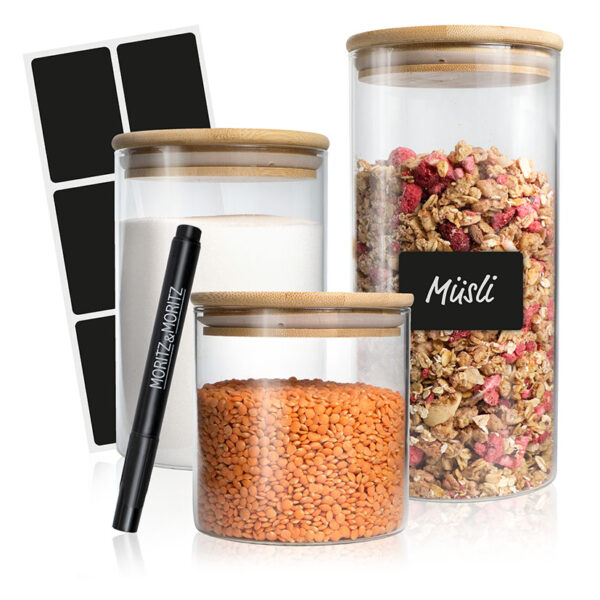 Juego 3 tarros borosilicato con tapa