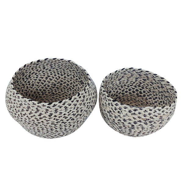 Cesta cóncava yute natural/negro, juego 2 unidades