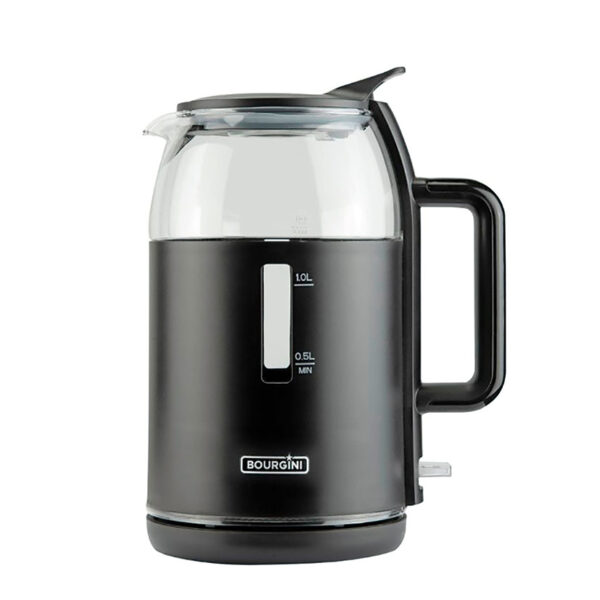 Hervidor de agua negro y cristal desde 0,5 L hasta 1,5L Bourgini