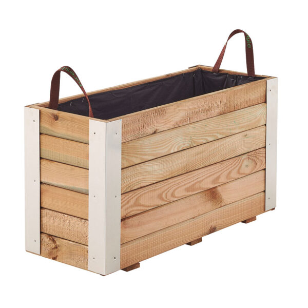 Jardinera BAMBOU 80x30x43,5 cm con esquinas metálicas, 72L