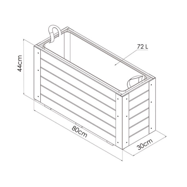 Jardinera BAMBOU 80x30x43,5 cm con esquinas metálicas, 72L - Imagen 3