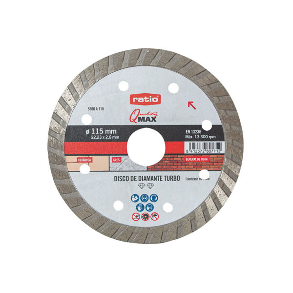 Disco diamante turbo. 115 mm. Sinter. RATIO.Q-Max