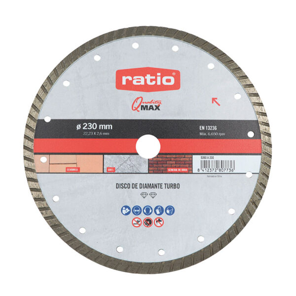 Disco diamante turbo. 230 mm. Sinter. RATIO.Q-Max