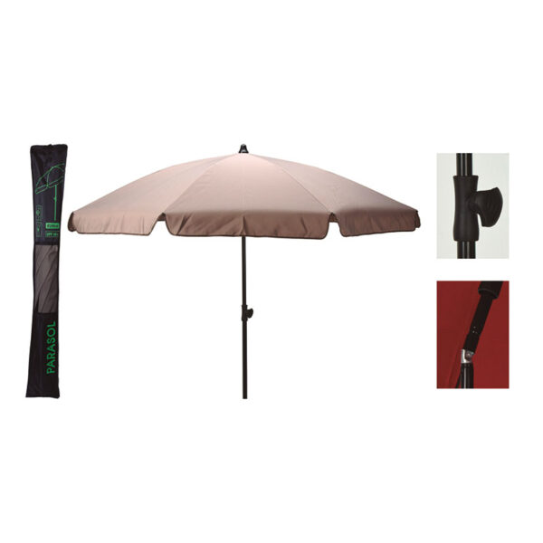 Parasol playa Ø 200 cm. Colores surtidos. Gris pardo. UPF 30+