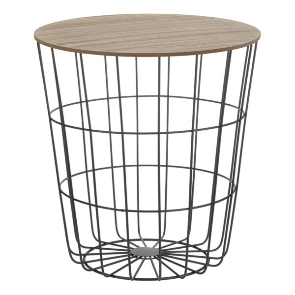 Mesa madera/acero Ø 39X41 cm Negro