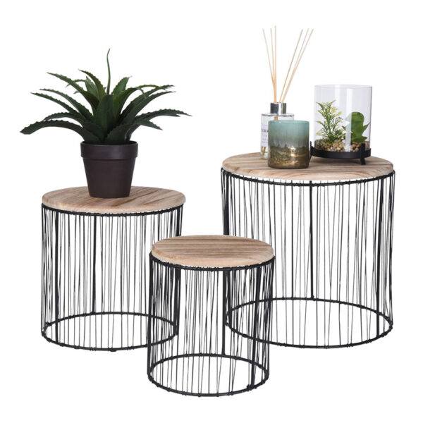 Mesa auxiliar 3 unidades 29x24x19 cm