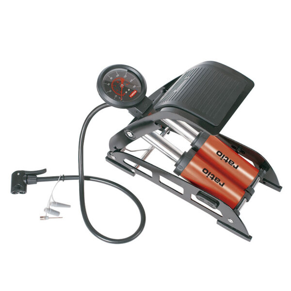 Bomba inflar a pie 160PSI doble cilindro + estuche