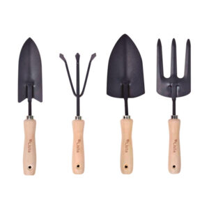Utiles de jardin, juego 4 piezas, mango madera