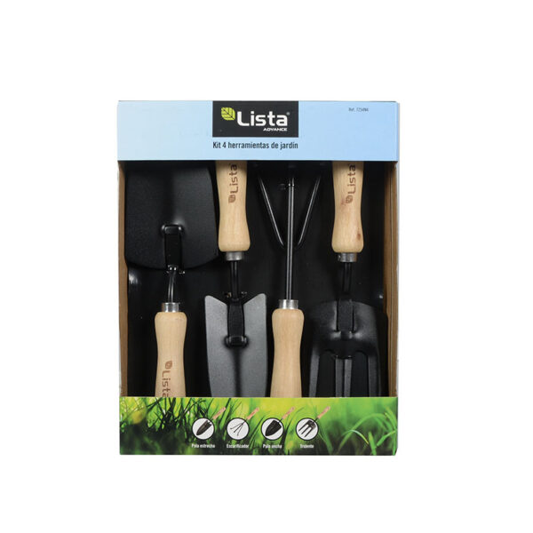 Utiles de jardin, juego 4 piezas, mango madera - Imagen 3