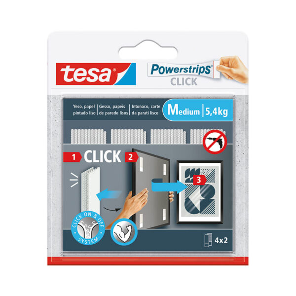 Tiras cuelga cuadros tesa powerstrips click 4x2 m medianas