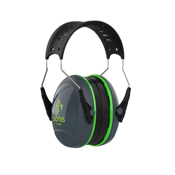Orejeras Sonis1 para cascos, copa Gris oscuro/Verde alta visibilidad (
