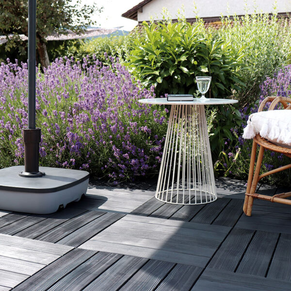 Base de parasol cuadrada rellenable 25 l. Con ruedas gris - Imagen 2