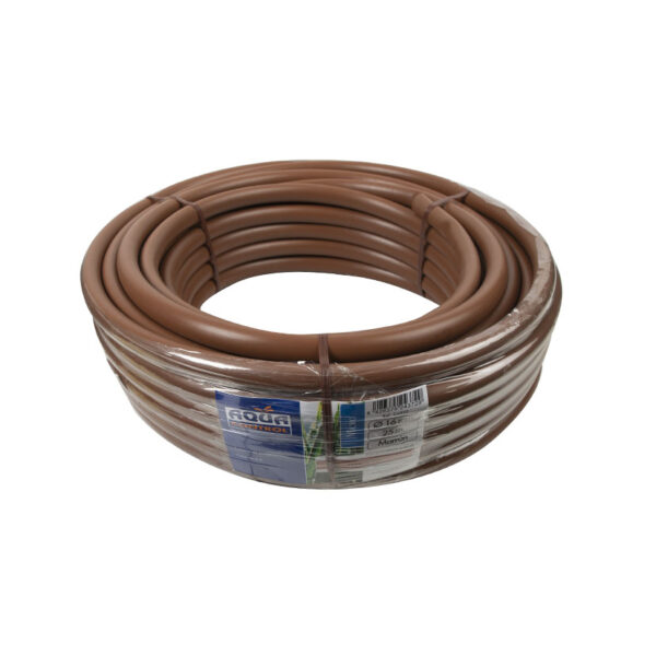 Riego goteo.Tubería 16 mmx25 m  marrón